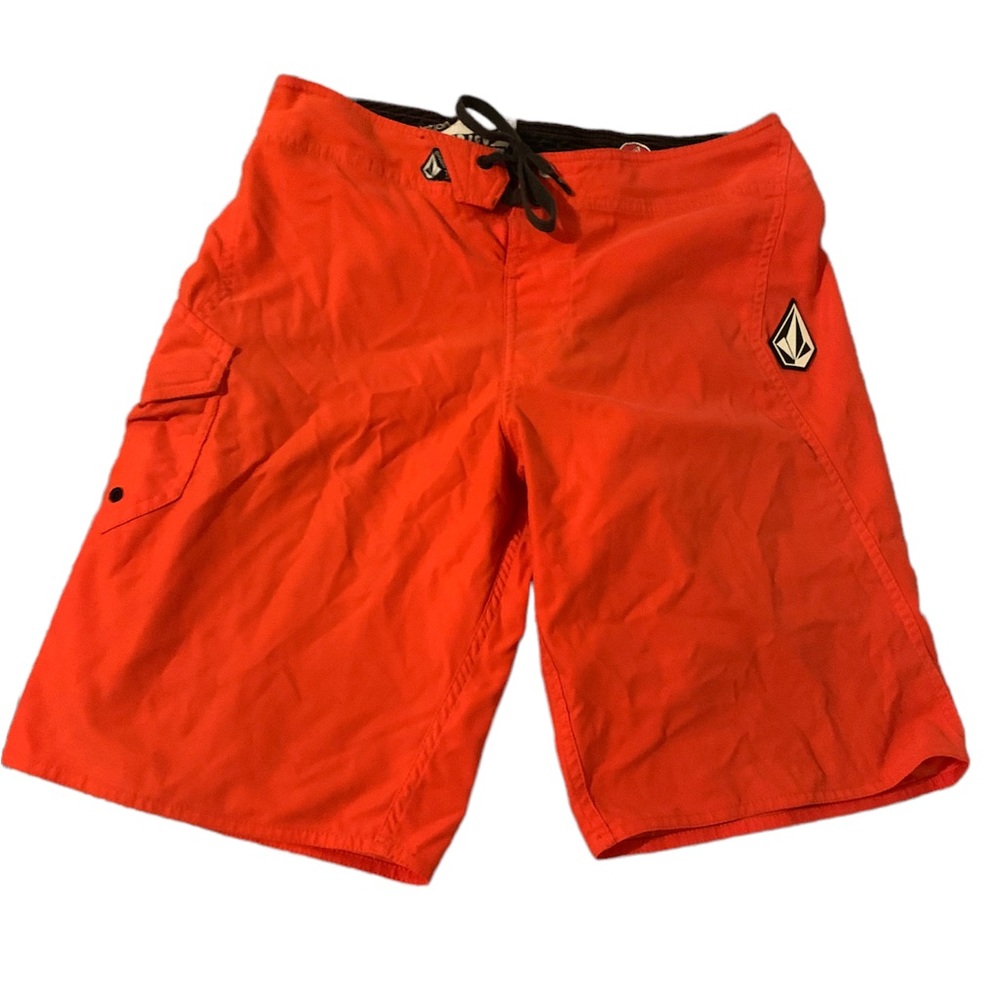 Mens Volcom Pure Function Orange Swim Trunks